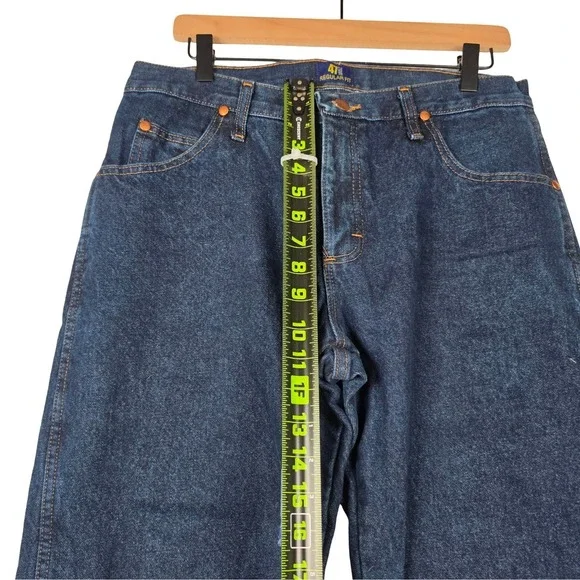 Wrangler 47MWZ Plaid Flannel Lined Jeans Dark Wash Regular Fit Mens 32x30 - Picture 9 of 12